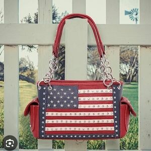 MONTANA WEST cowboy American Flag Western Cowboy Bag Red Rancher Y2k Rhinestone